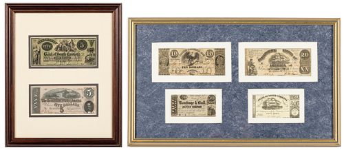 6 FRAMED CONFEDERATE BANK