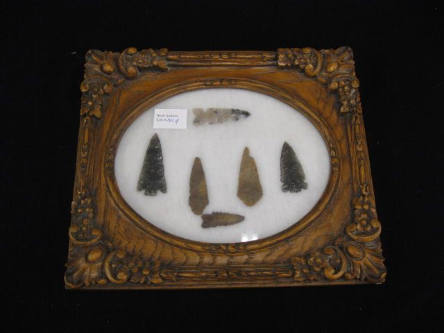6 Framed Indian Points & Arrowheads