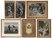 (6) FRAMED NEYRET FRERES WOVEN