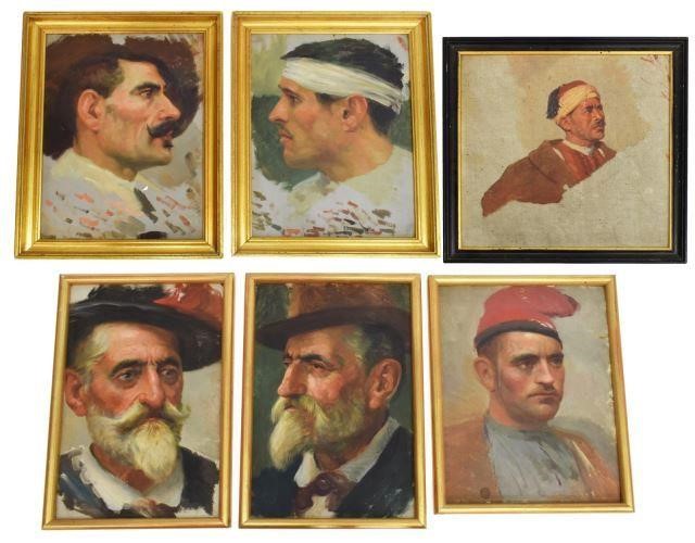 (6) FRAMED PAINTINGS, PORTRAITS,