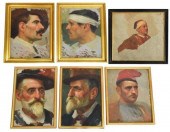 (6) FRAMED PAINTINGS, PORTRAIT