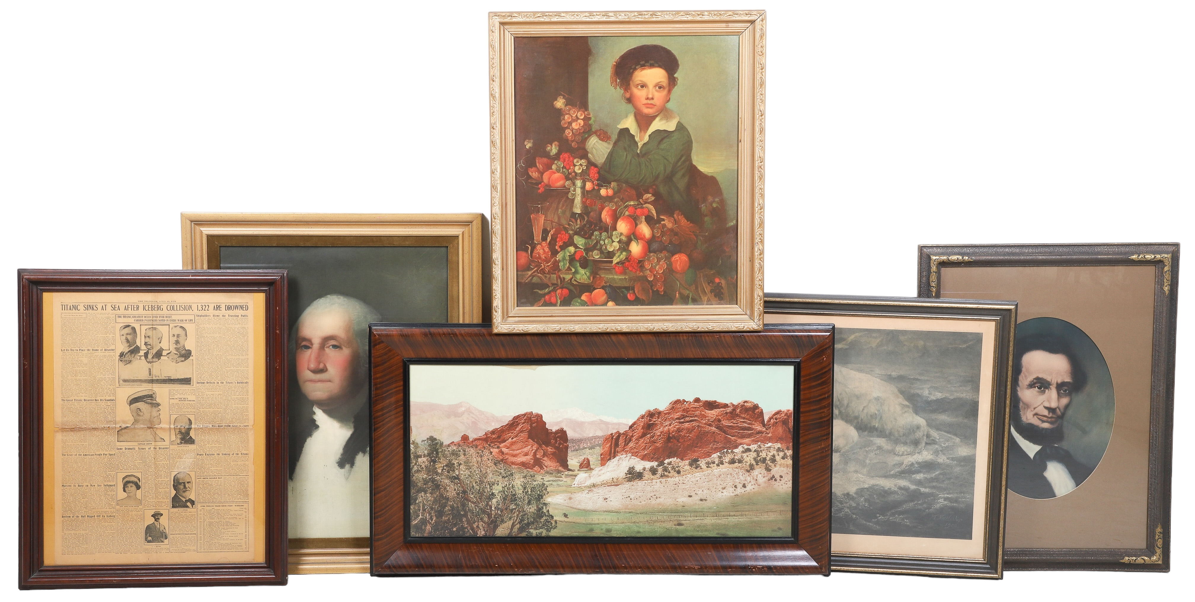 (6) Framed pictures including