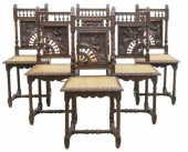(6) FRENCH BRETON FIGURAL CARV