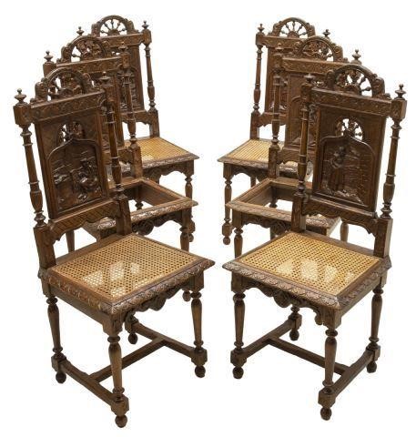 (6) FRENCH BRETON SPINDLED OAK