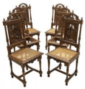 (6) FRENCH BRETON SPINDLED OAK