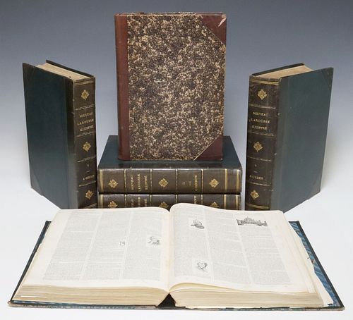 (6) FRENCH LEATHER-BOUND LIBRARY