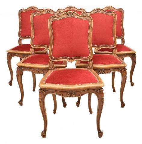 (6) FRENCH LOUIS XV STYLE WALNUT
