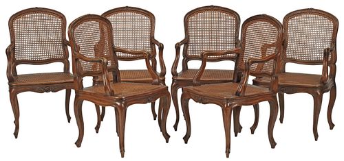 (6) FRENCH PROVINCIAL CANED BACK