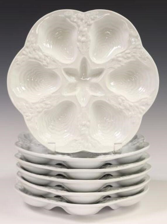 (6) FRENCH WHITE PORCELAIN OYSTER