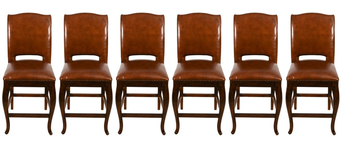6 FRONTGATE LEATHER UPHOLSTERED BAR