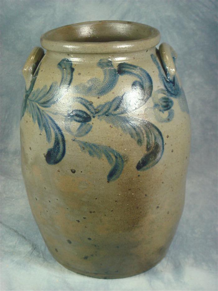 6 gallon blue decorated stoneware