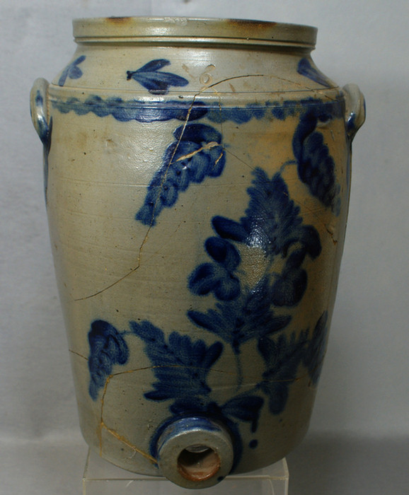 6 gallon blue decorated stoneware
