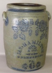 6 GALLON COBALT DECORATED STON