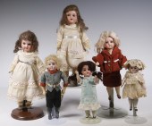 (6) GERMAN BISQUE HEAD DOLLS G