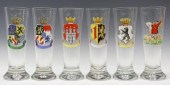 (6) GERMAN ENAMELED GLASS PILS
