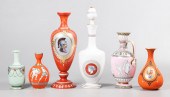 (6) Glass and Porcelain Ewer,