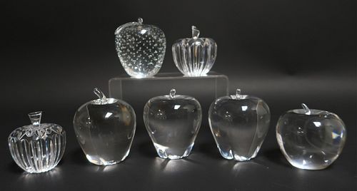 6 GLASS APPLE PAPERWEIGHTS: