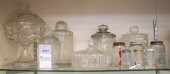 (6) Glass covered jars, c/o mo