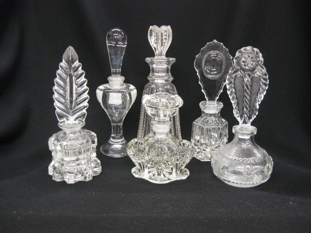 6 Glass Perfume Bottles pressed