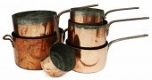 (6) GRADUATED COPPER SAUCEPANS