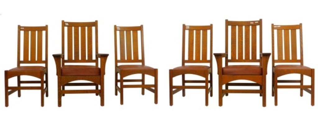 6 GUSTAV STICKLEY DINING CHAIRS