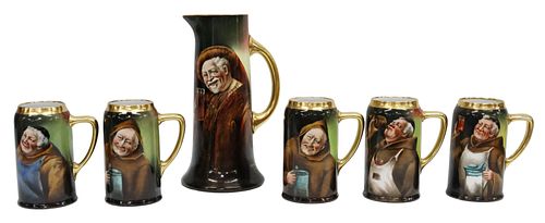 (6) HAND-PAINTED PORCELAIN MONKS