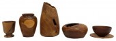 (6) HANDMADE EXOTIC WOOD VASES