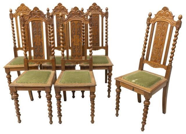 (6) HEAVILY CARVED UPHOLSTERED