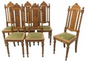 (6) HEAVILY CARVED UPHOLSTERED