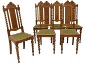 (6) HEAVILY CARVED UPHOLSTERED
