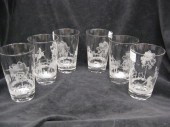 6 Heisey Glass ''Fox Chase'' E