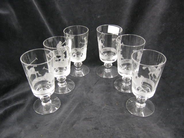 6 Heisey Glass ''Polo Player''