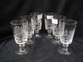 6 Heisey Glass ''Tally Ho'' Et