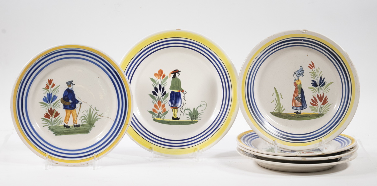 (6) HENRIOT QUIMPER PLATES Group of