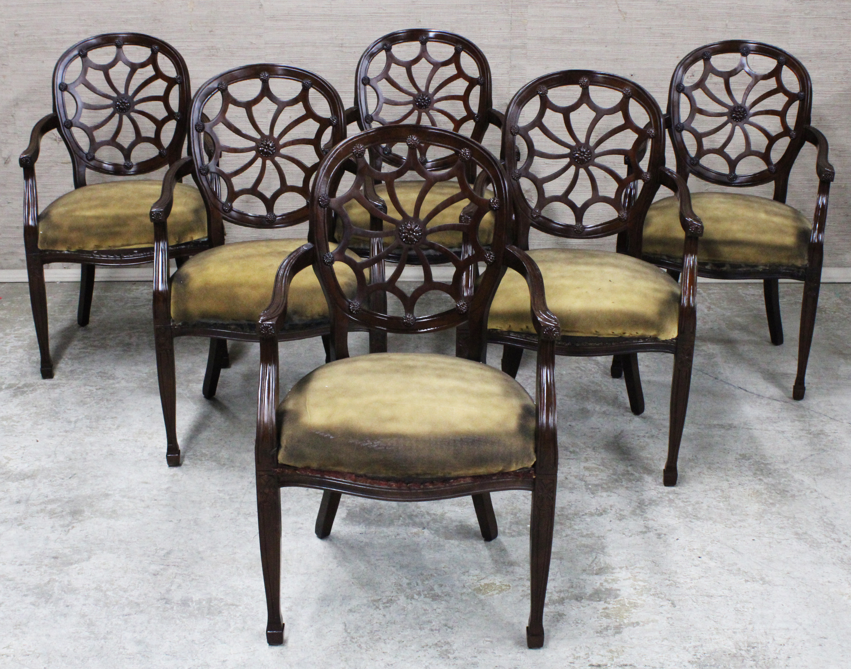 6 HEPPLEWHITE STYLE MAHOGANY ARM