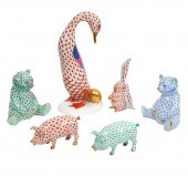 6 HEREND FISHNET ANIMALS 24K G