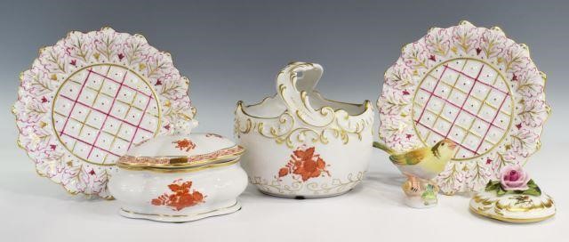 (6) HEREND HAND-PAINTED PORCELAIN