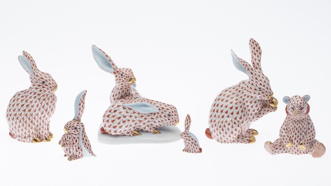 6 HEREND PORCELAIN ANIMALS
