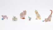 6 HEREND PORCELAIN CATS<br>Pro