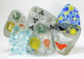 6 HIGGINS MCM MODERN ART GLASS