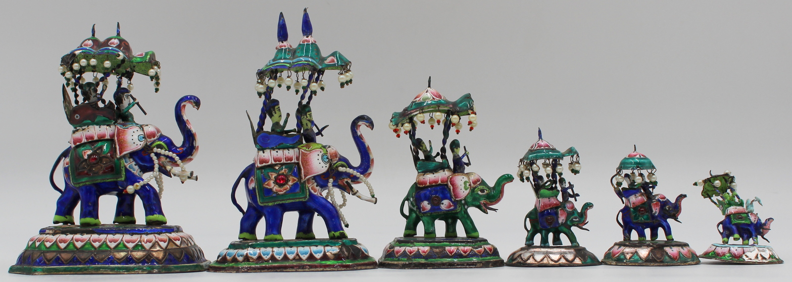 (6) INDIAN ENAMEL AND SILVER
