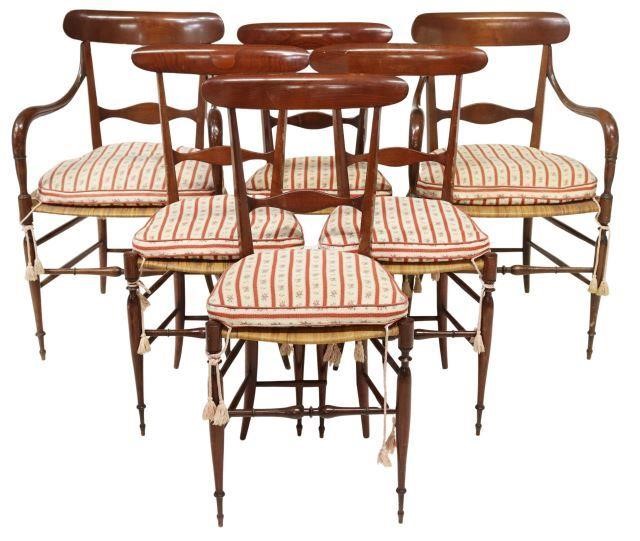 (6) ITALIAN CHIAVARI CARVED & CANED