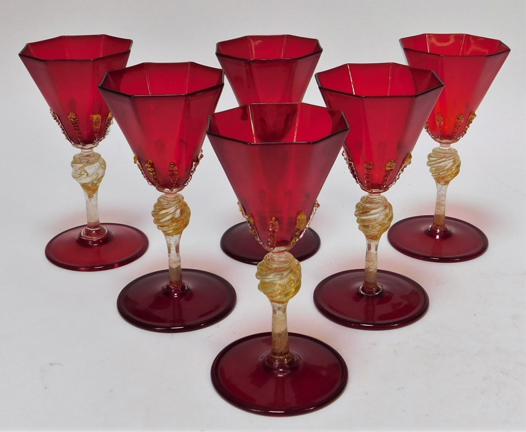 6 ITALIAN VENETIAN RED AVENTURINE