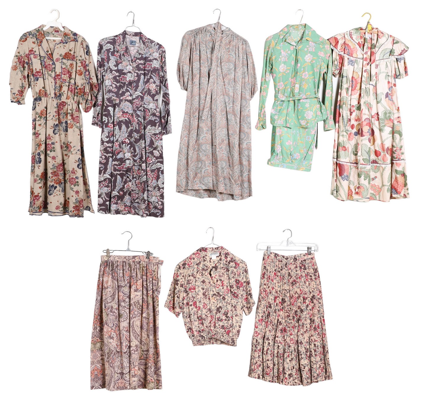 (6) Jacobean floral and paisley