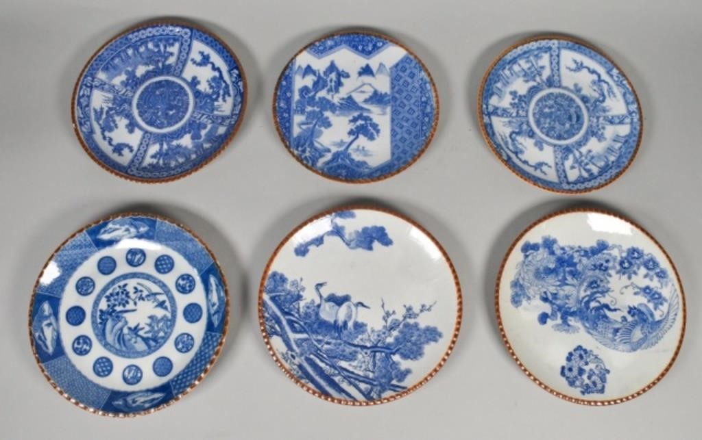 6 JAPANESE BLUE & WHITE IGEZARA