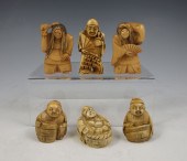 6 JAPANESE CARVED IVORY NETSUK