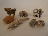6 JAPANESE NETSUKE ANIMALSLot