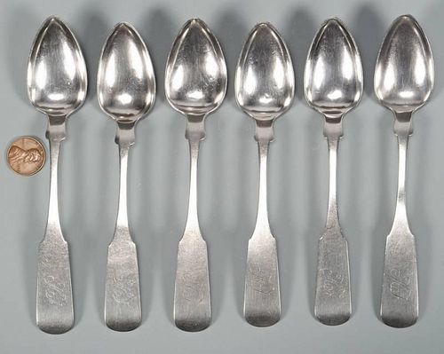 6 KNOXVILLE COIN SILVER SPOONS,