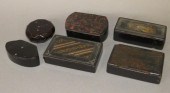 6 LACQUERED-WARE SNUFF BOXESca