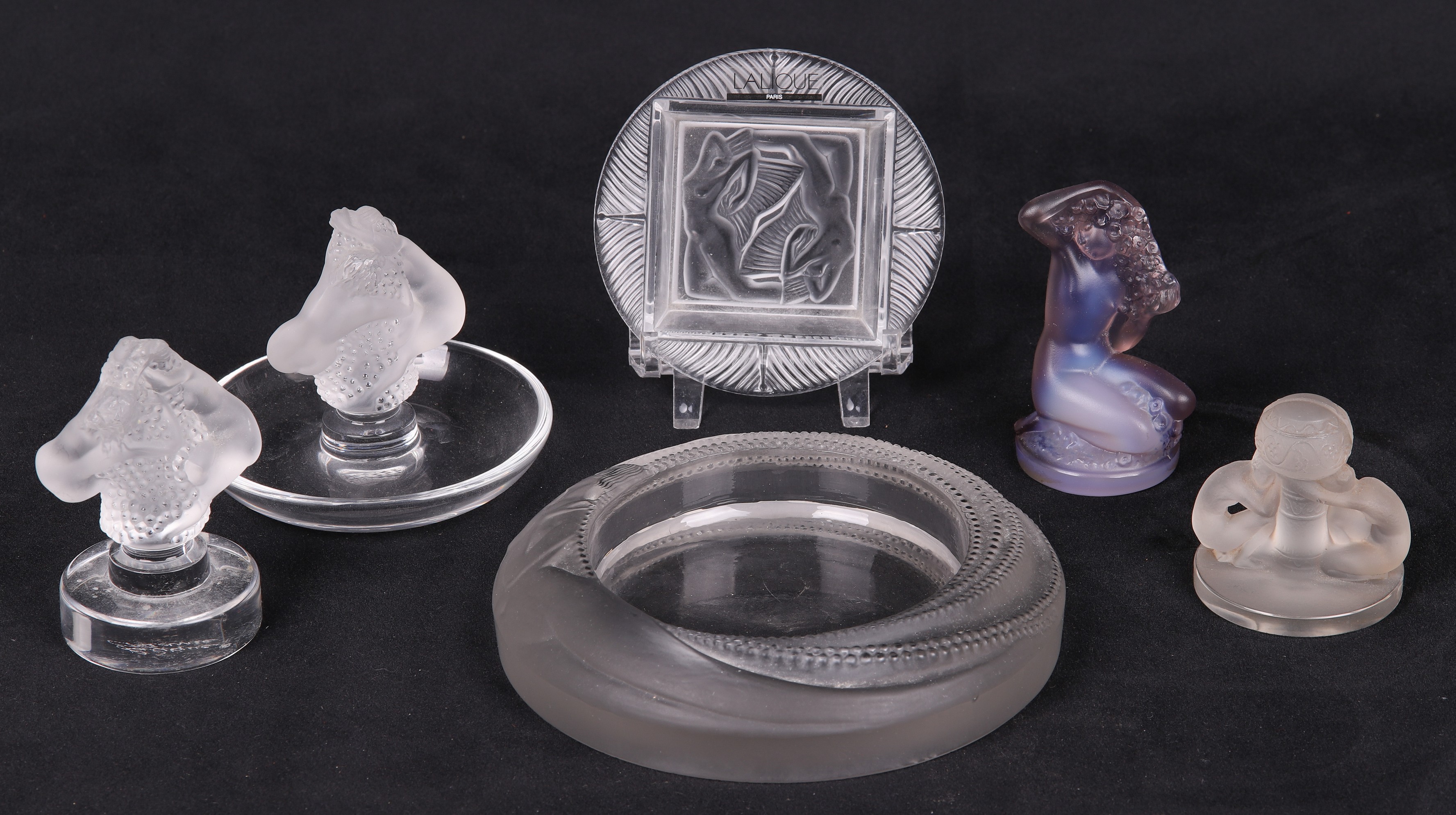 (6) Lalique crystal figures and